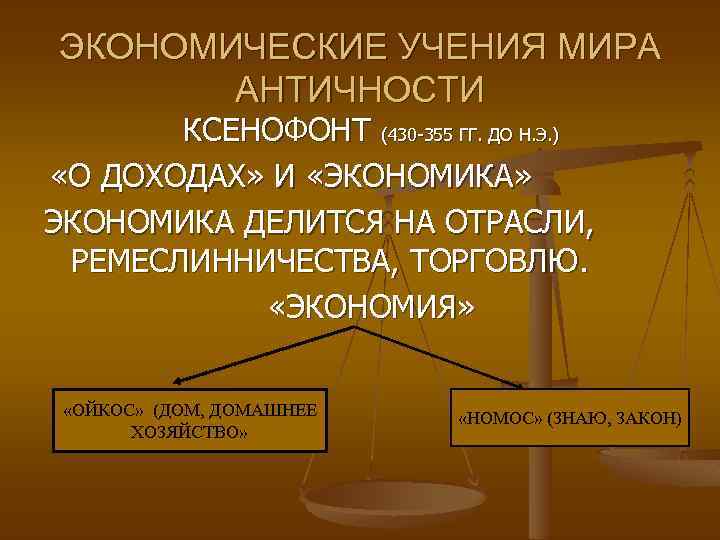ЭКОНОМИЧЕСКИЕ УЧЕНИЯ МИРА АНТИЧНОСТИ КСЕНОФОНТ (430 -355 ГГ. ДО Н. Э. ) «О ДОХОДАХ»