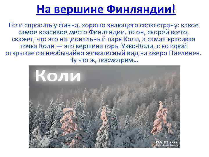 На вершине Финляндии! Если спросить у финна, хорошо знающего свою страну: какое самое красивое
