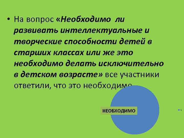  • На вопрос «Необходимо ли развивать интеллектуальные и творческие способности детей в старших