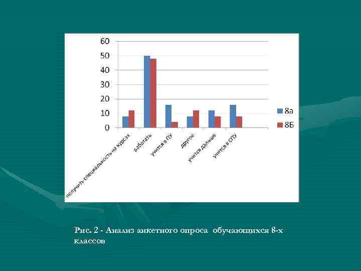 Рис. 2 - Анализ анкетного опроса обучающихся 8 -х классов 
