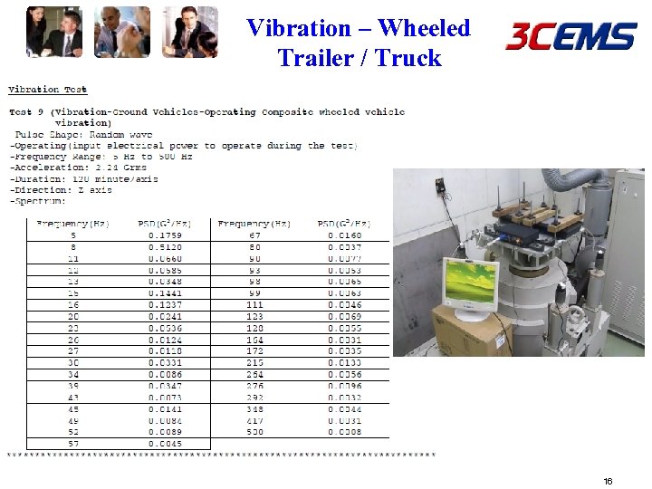 Vibration – Wheeled Trailer / Truck 16 