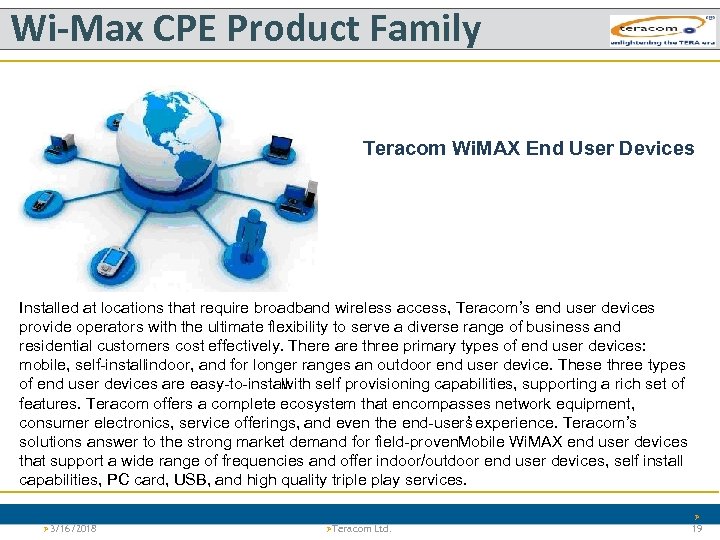 Wi-Max CPE Product Family Teracom Wi. MAX End User Devices Installed at locations that