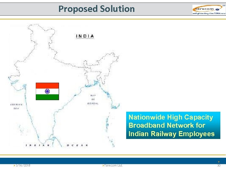 Proposed Solution Nationwide High Capacity Broadband Network for Indian Railway Employees Ø Ø 3/16/2018