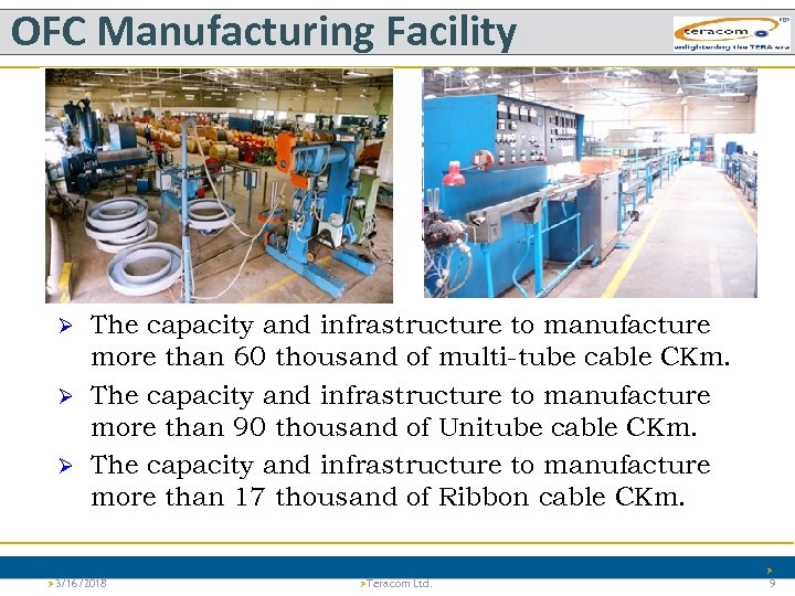 OFC Manufacturing Facility The capacity and infrastructure to manufacture more than 60 thousand of