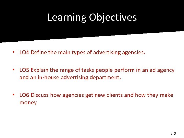 Learning Objectives • LO 4 Define the main types of advertising agencies. • LO