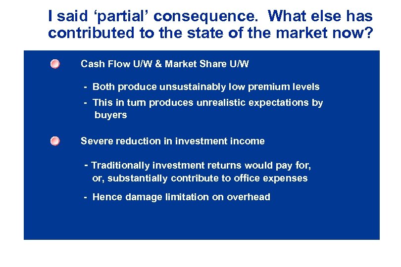 I said ‘partial’ consequence. What else has contributed to the state of the market
