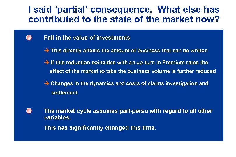 I said ‘partial’ consequence. What else has contributed to the state of the market