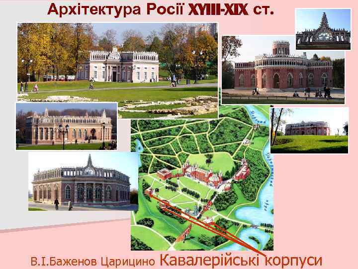 Архітектура Росії XYIII-XIX ст. В. І. Баженов Царицино Кавалерійські корпуси 