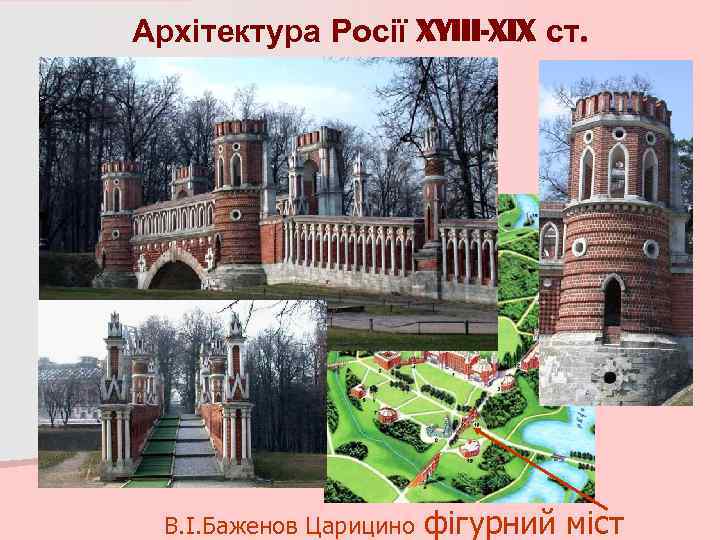 Архітектура Росії XYIII-XIX ст. В. І. Баженов Царицино фігурний міст 
