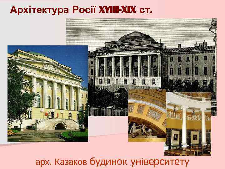 Архітектура Росії XYIII-XIX ст. арх. Казаков будинок університету 
