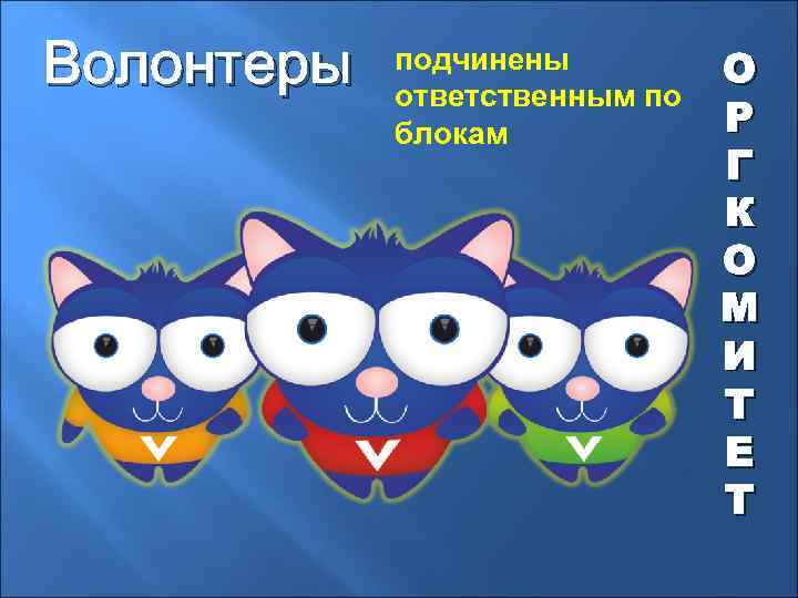 Волонтеры подчинены ответственным по блокам О Р Г К О М И Т Е