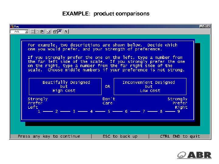 EXAMPLE: product comparisons 