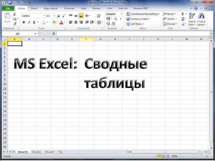 MS Excel: Сводные таблицы 1 