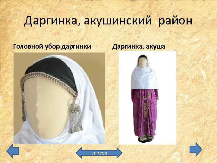 Даргинка, акушинский район Головной убор даргинки Даргинка, акуша список 