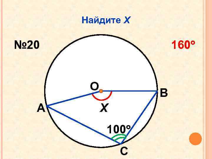 Найдите Х № 20 160 О А В Х 100 С 