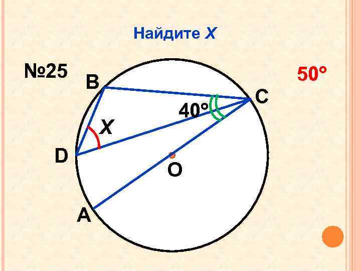 Найдите Х № 25 50 В Х D 40 О А С 