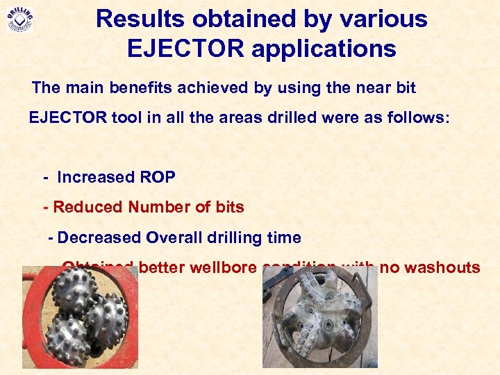 Results obtained by various EJECTOR applications The main benefits achieved by using the near