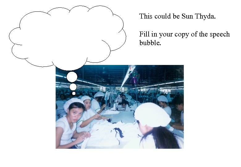 This could be Sun Thyda. Fill in your copy of the speech bubble. 