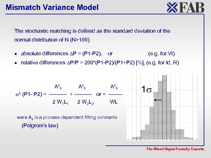 Mismatch Variance Model The stochastic matching is defined as the standard deviation of the