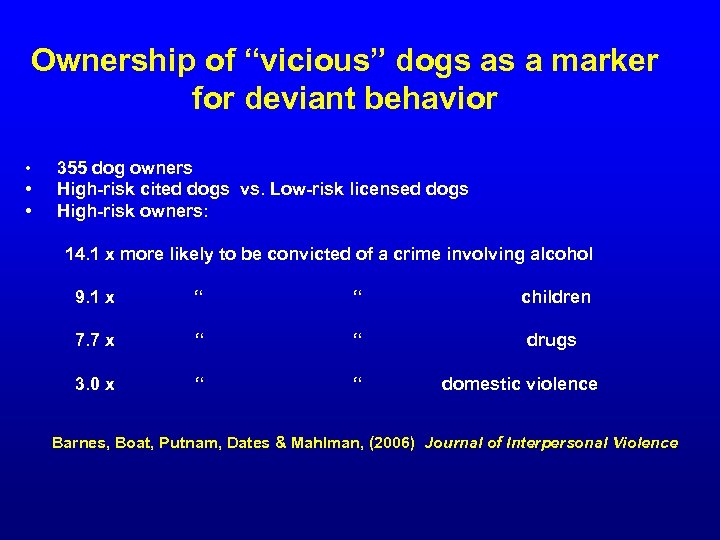 Ownership of “vicious” dogs as a marker for deviant behavior • • • 355