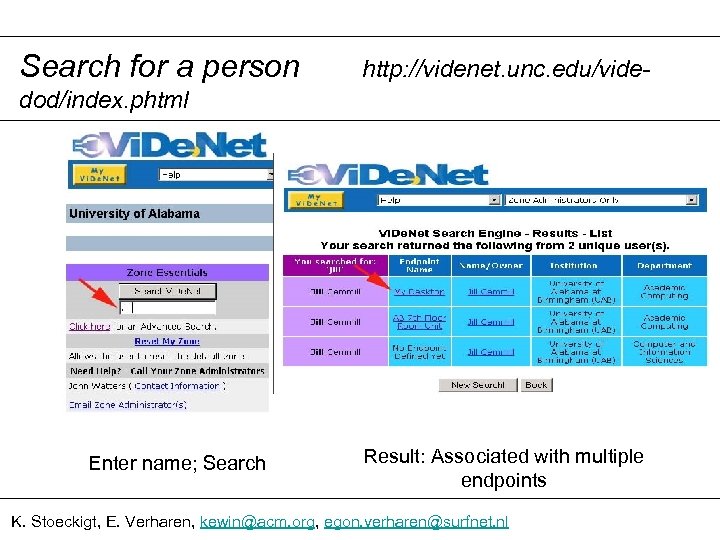 Search for a person http: //videnet. unc. edu/vide- dod/index. phtml Enter name; Search Result: