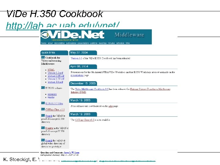 Vi. De H. 350 Cookbook http: //lab. ac. uab. edu/vnet/ K. Stoeckigt, E. Verharen,