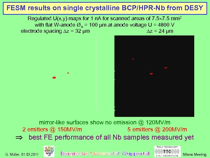 FESM results on single crystalline BCP/HPR-Nb from DESY Regulated U(x, y) maps for 1