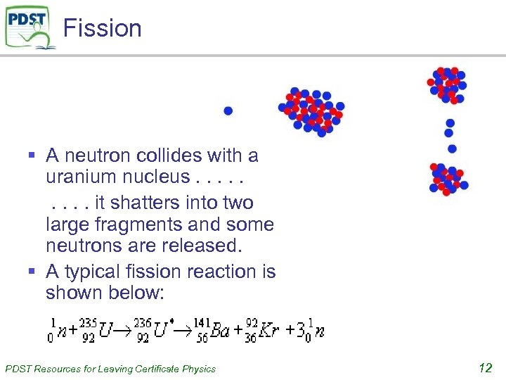 Fission § A neutron collides with a uranium nucleus. . it shatters into two