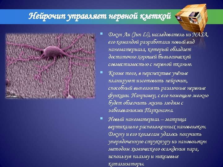Нейрочип управляет нервной клеткой § Джун Ли (Jun Li), исследователь из NASA, его командой