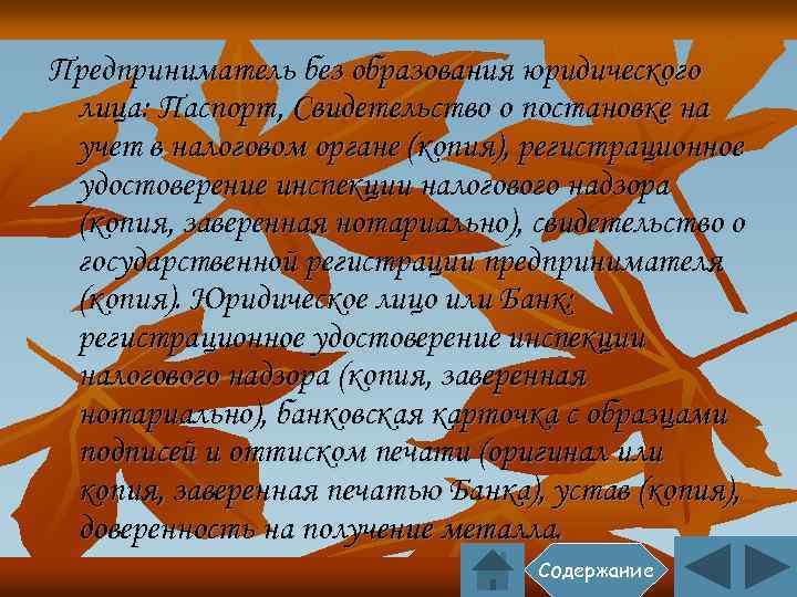Предприниматель без образования юридического лица: Паспорт, Свидетельство о постановке на учет в налоговом органе