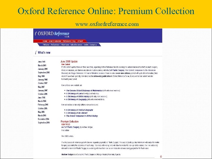 Oxford Reference Online: Premium Collection www. oxfordreference. com 