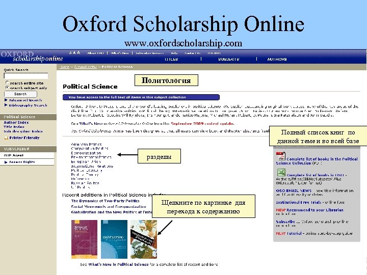 Oxford Scholarship Online www. oxfordscholarship. com Политология Полный список книг по данной теме и