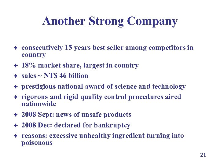 Another Strong Company è è è è consecutively 15 years best seller among competitors