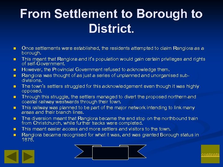 From Settlement to Borough to District. n n n n n Once settlements were