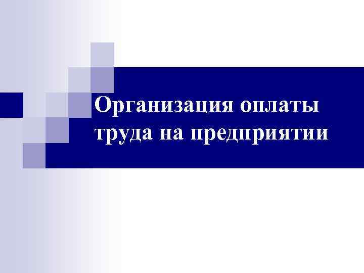 Организация оплаты труда на предприятии 