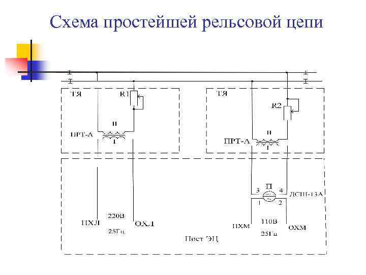 Электрическая схема рельсовой цепи