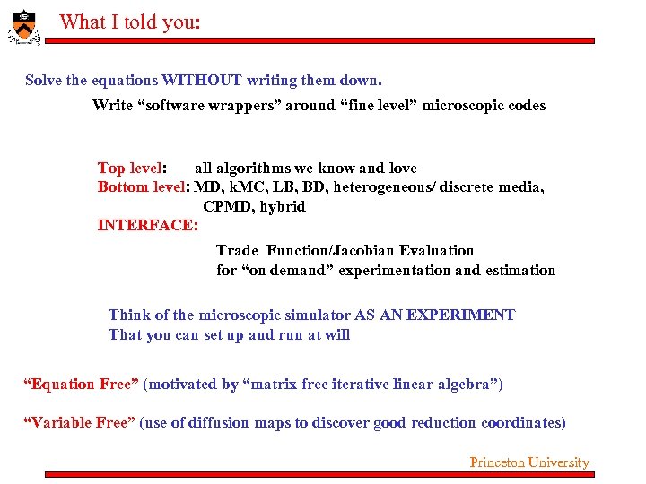 What I told you: Solve the equations WITHOUT writing them down. Write “software wrappers”