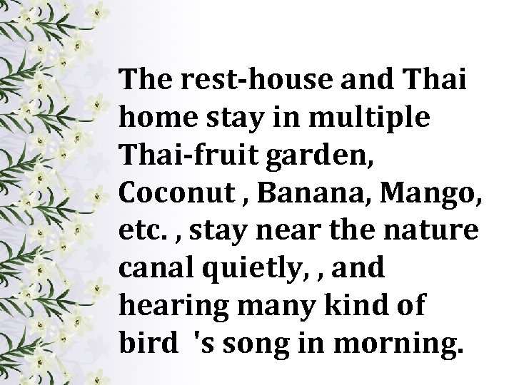 The rest-house and Thai home stay in multiple Thai-fruit garden, Coconut , Banana, Mango,