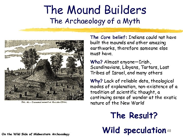 The Mound Builders The Archaeology of a Myth The Core belief: Indians could not