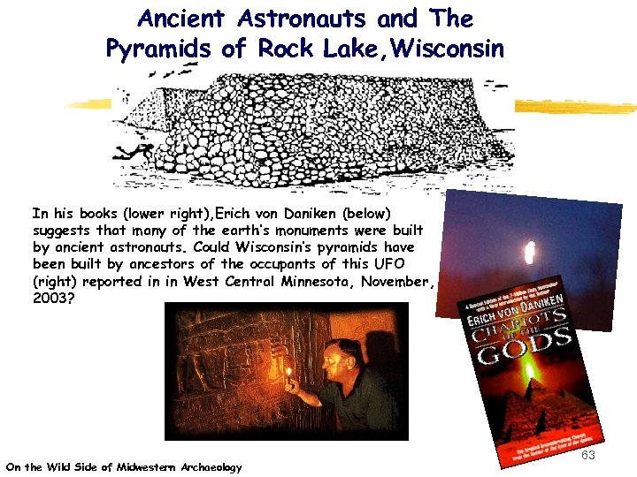 Ancient Astronauts and The Pyramids of Rock Lake, Wisconsin In his books (lower right),