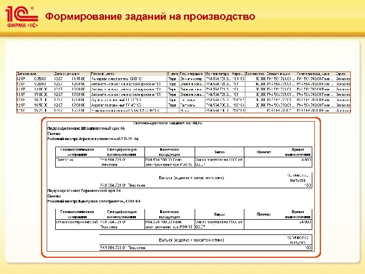 Формирование заданий на производство 