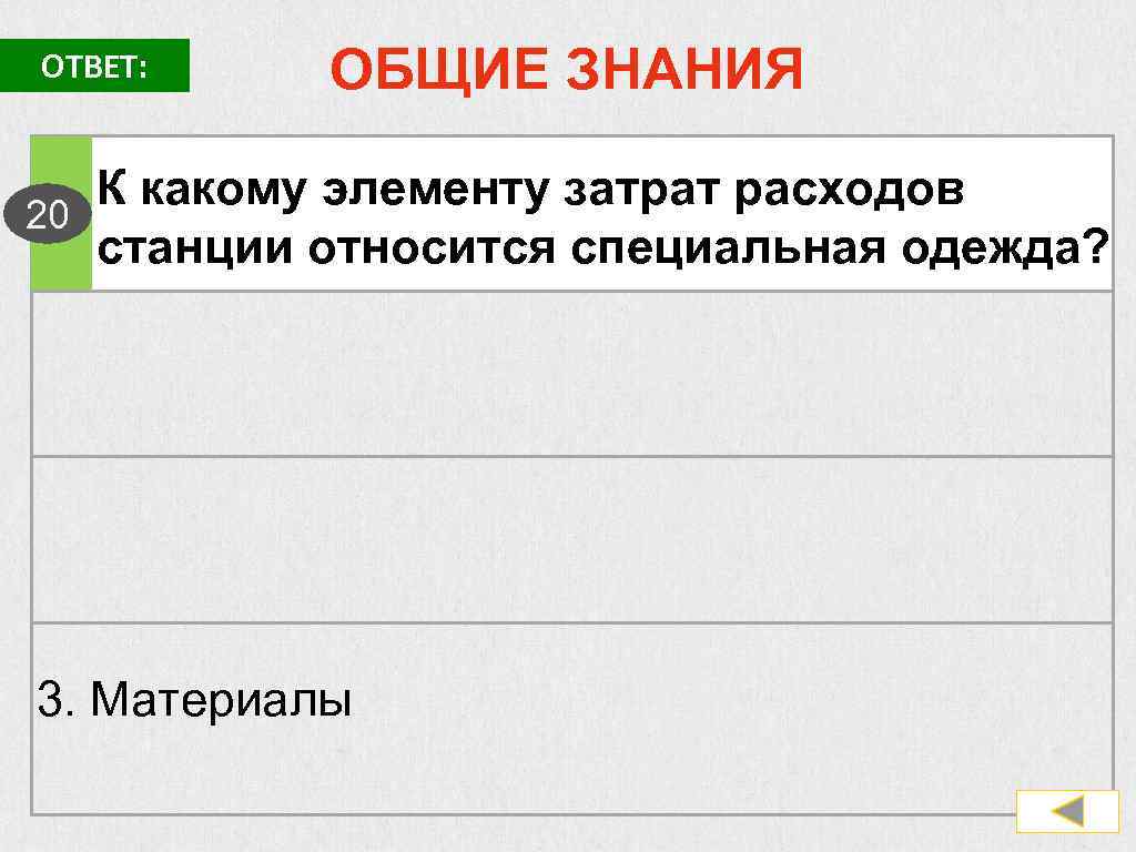 ОТВЕТ: ОБЩИЕ ЗНАНИЯ К какому элементу затрат расходов 20 станции относится специальная одежда? 3.