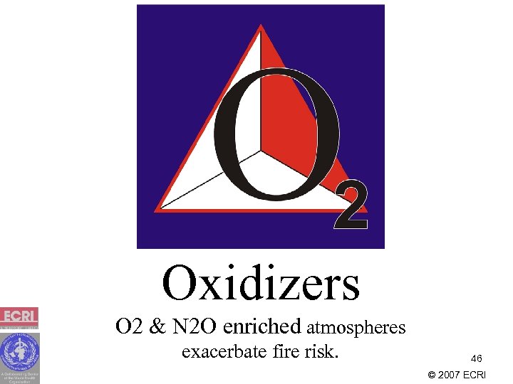 Oxidizers O 2 & N 2 O enriched atmospheres exacerbate fire risk. 46 ©