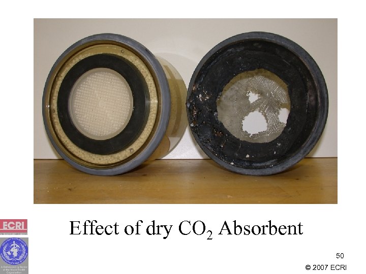Effect of dry CO 2 Absorbent 50 © 2007 ECRI 