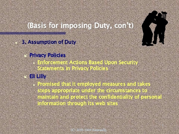 (Basis for imposing Duty, con’t) 3. Assumption of Duty Privacy Policies Enforcement Actions Based