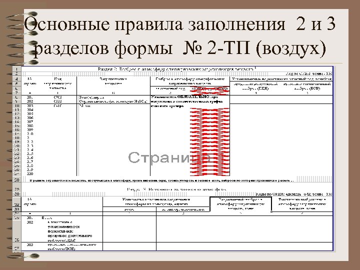 Основные правила заполнения 2 и 3 разделов формы № 2 -ТП (воздух) 