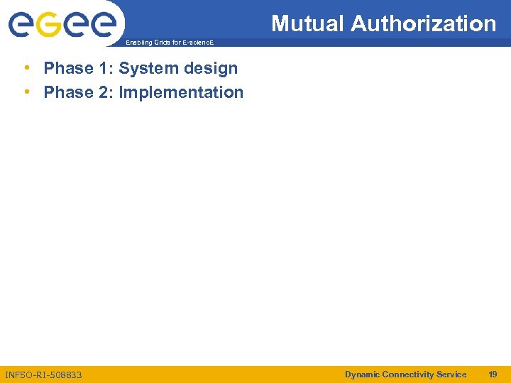 Mutual Authorization Enabling Grids for E-scienc. E • Phase 1: System design • Phase