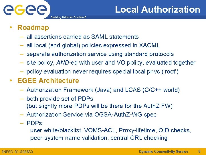 Local Authorization Enabling Grids for E-scienc. E • Roadmap – – – all assertions