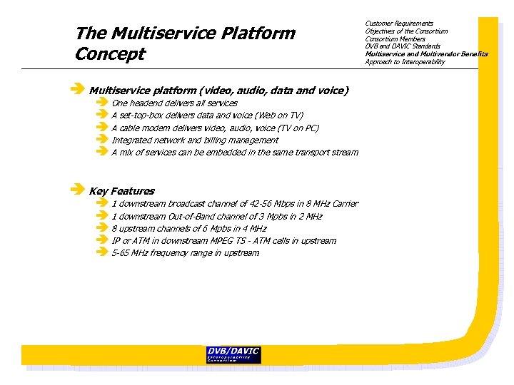 The Multiservice Platform Concept â Multiservice platform (video, audio, data and voice) â One