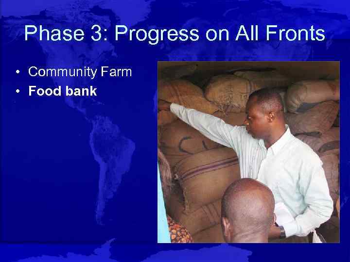 Phase 3: Progress on All Fronts • Community Farm • Food bank 